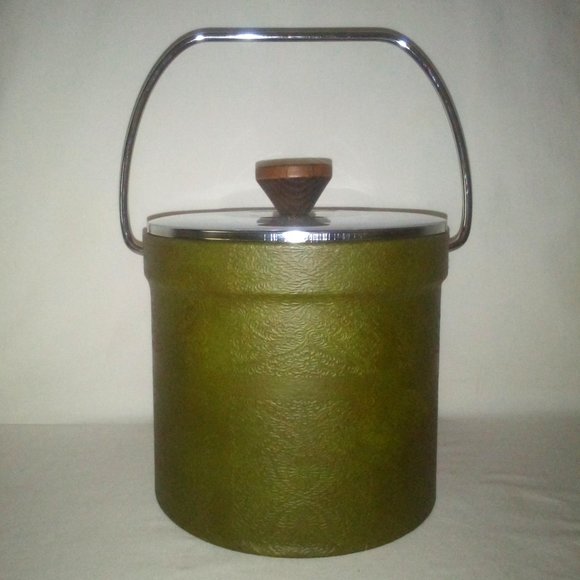 Other - MCM Faux Leather Ice Bucket:  Wooden Knob.  Vintage.  Retro